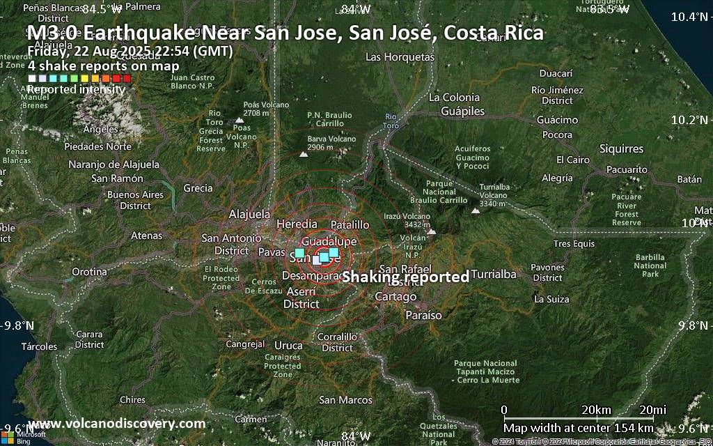 Seismic-like event, possible earthquake, reported few minutes ago near San Jose, San José, Costa Rica