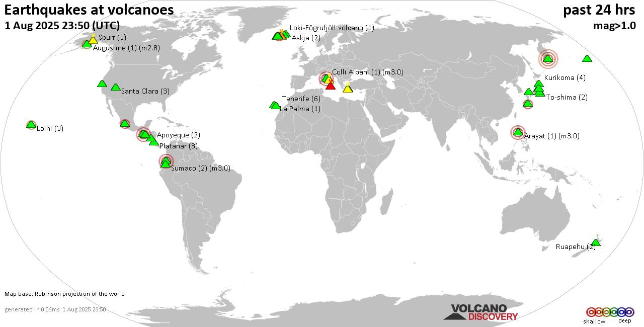 Volcano earthquake report for Friday, 1 Aug 2025
