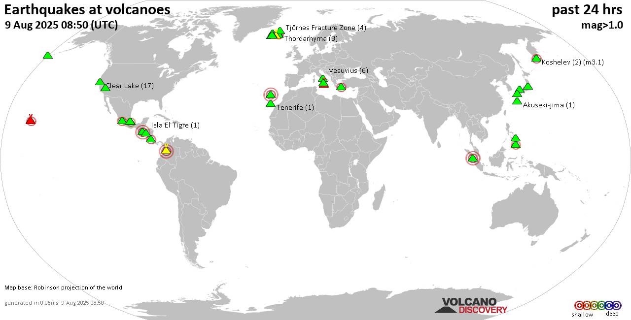 Volcano earthquake report for Saturday, 9 Aug 2025