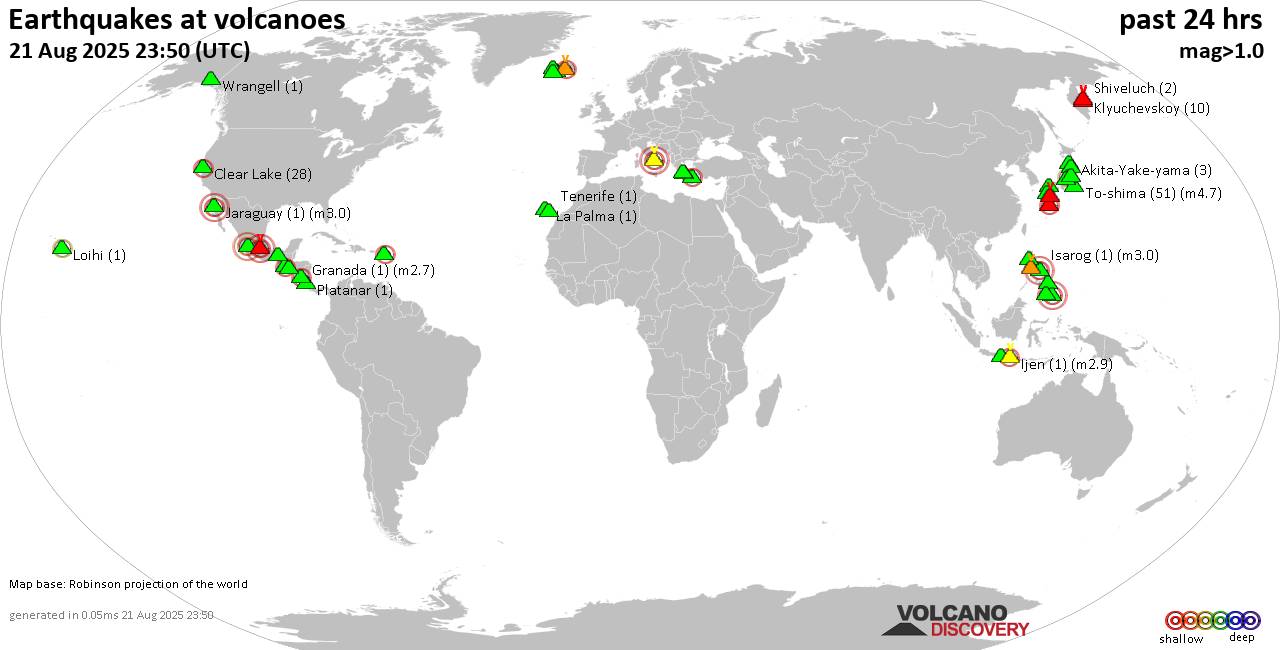 Volcano earthquake report for Thursday, 21 Aug 2025