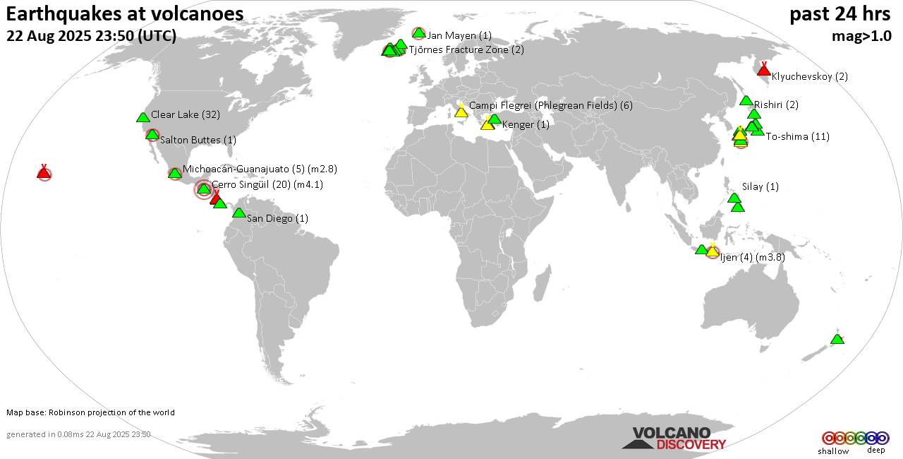 Volcano earthquake report for Friday, 22 Aug 2025