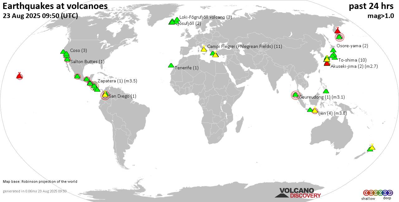 Volcano earthquake report for Saturday, 23 Aug 2025