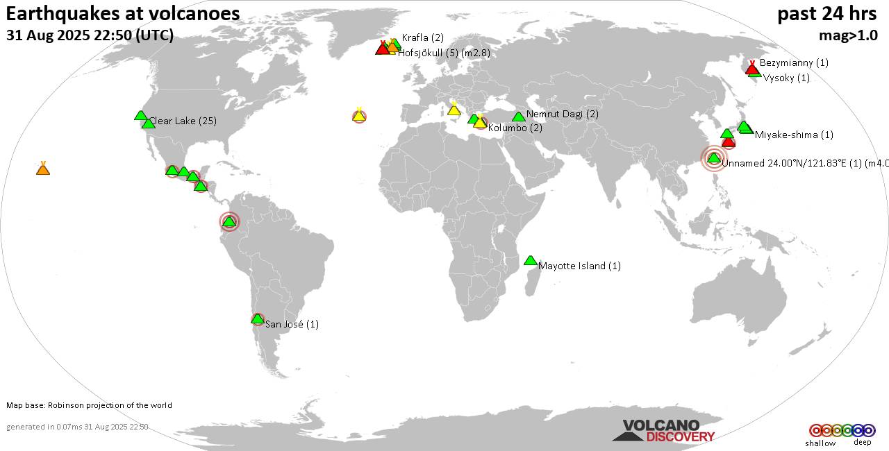 Volcano earthquake report for Sunday, 31 Aug 2025