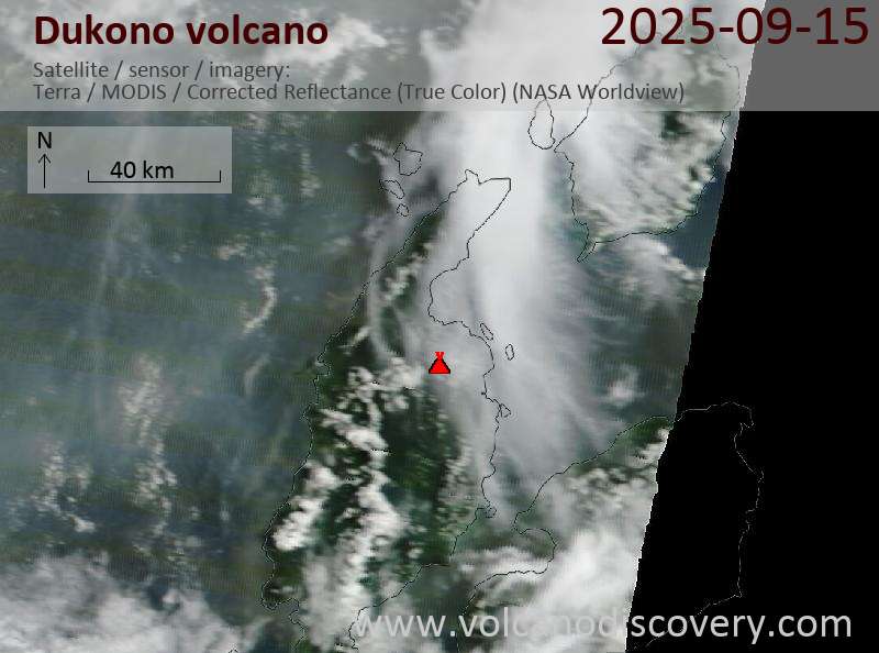 Satellite image of Dukono volcano on 15 Sep 2025