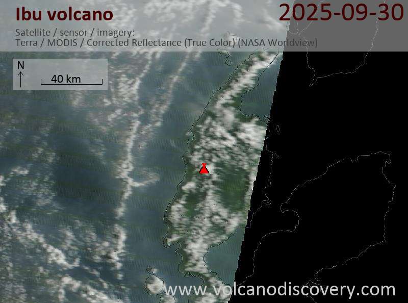Satellite image of Ibu volcano on 30 Sep 2025