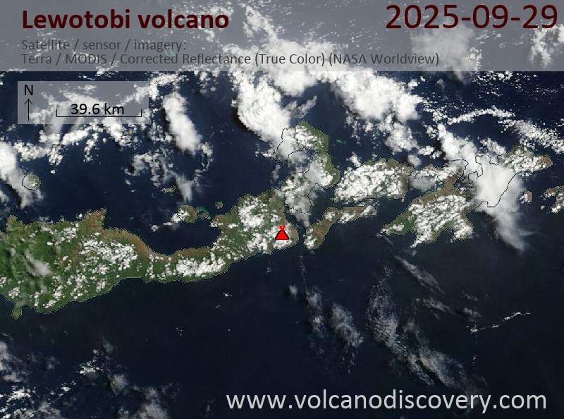 Satellite image of Lewotobi volcano on 29 Sep 2025