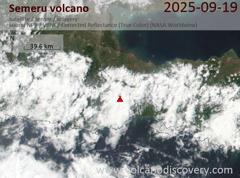 Satellite image of Semeru volcano on 19 Sep 2025