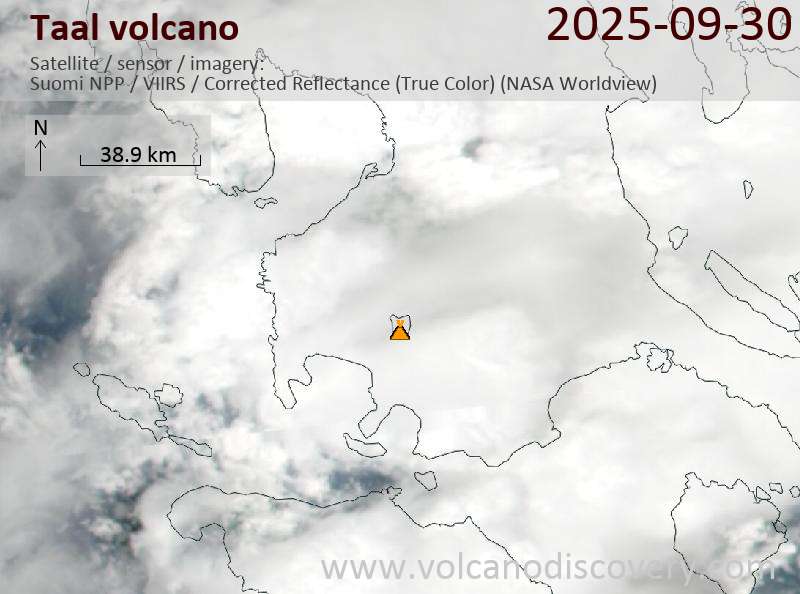 Satellite image of Taal volcano on 30 Sep 2025