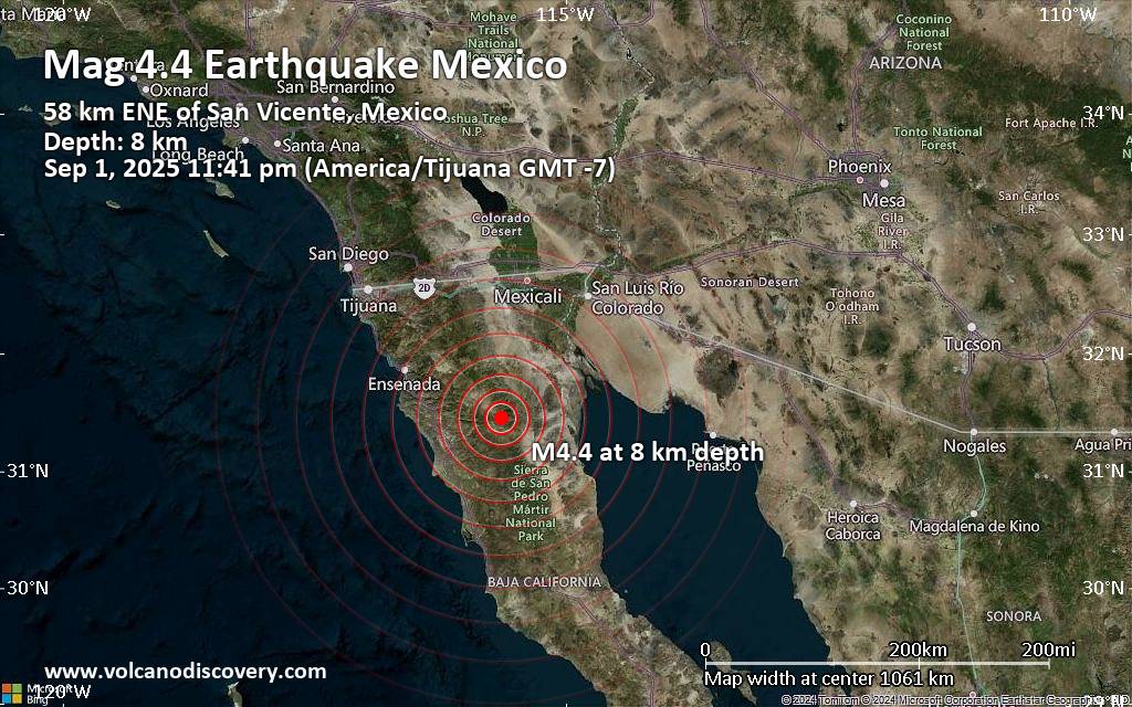 Sismo M 4.4: 91 km al noroeste de San Felipe, Baja California, México, ocurrido hace 12 minutos