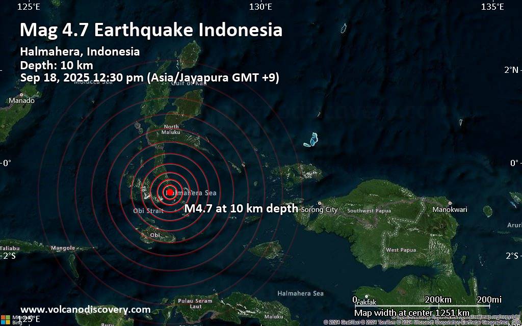 Magnitude 4.7 earthquake strikes near Labuha, South Halmahera Regency, North Maluku, Indonesia