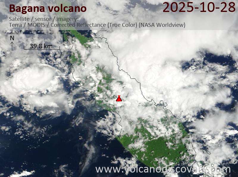 Satellite image of Bagana volcano on 28 Oct 2025