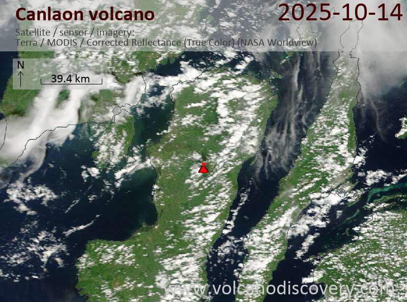 Satellite image of Canlaon volcano on 14 Oct 2025