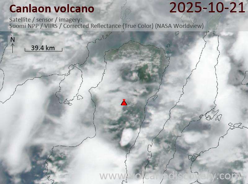 Satellite image of Canlaon volcano on 21 Oct 2025