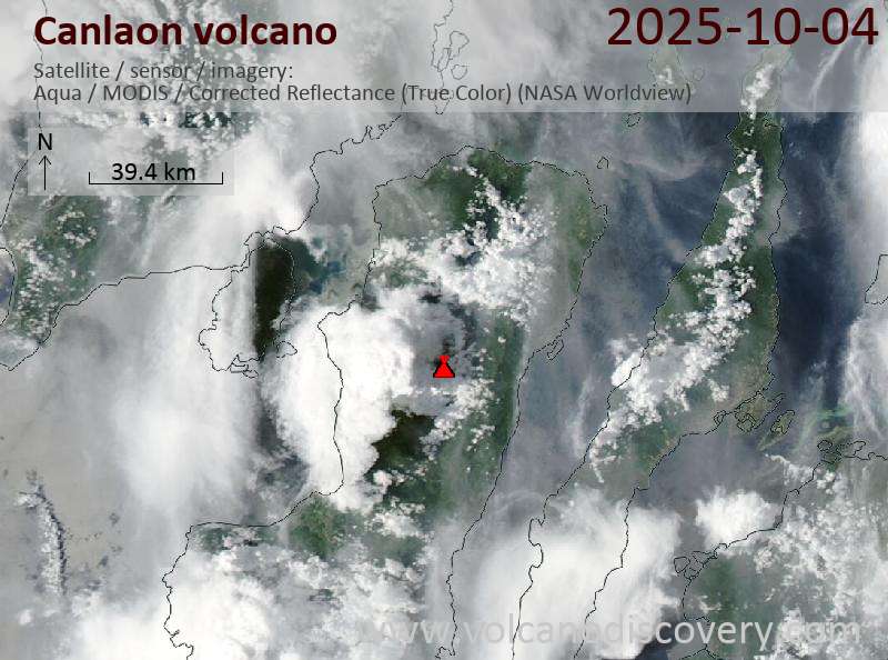 Satellitenbild des Canlaon Vulkans am  5 Oct 2025
