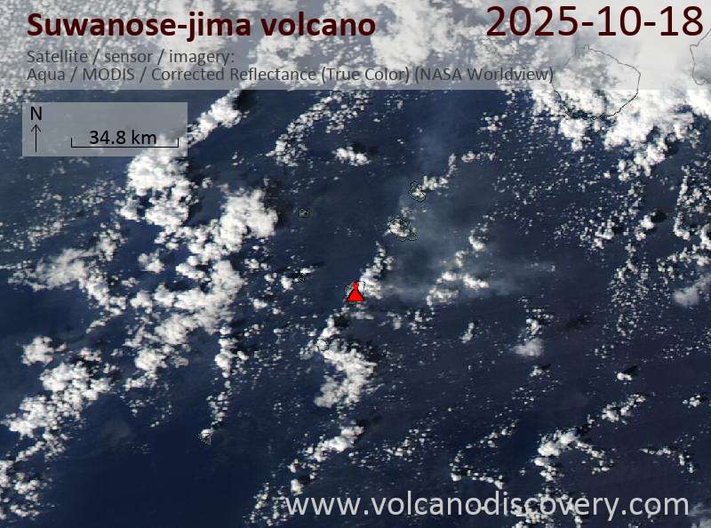 Satellite image of Suwanose-jima volcano on 18 Oct 2025