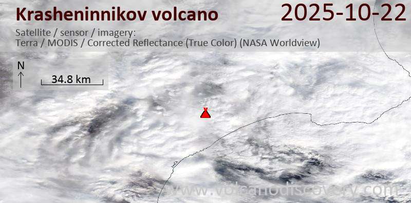 Krasheninnikov Volcano Volcanic Ash Advisory: VA AT 20251022/1530Z FL110 EXTD SE OBS VA DTG: 22/1530Z to 11000 ft (3400 m)