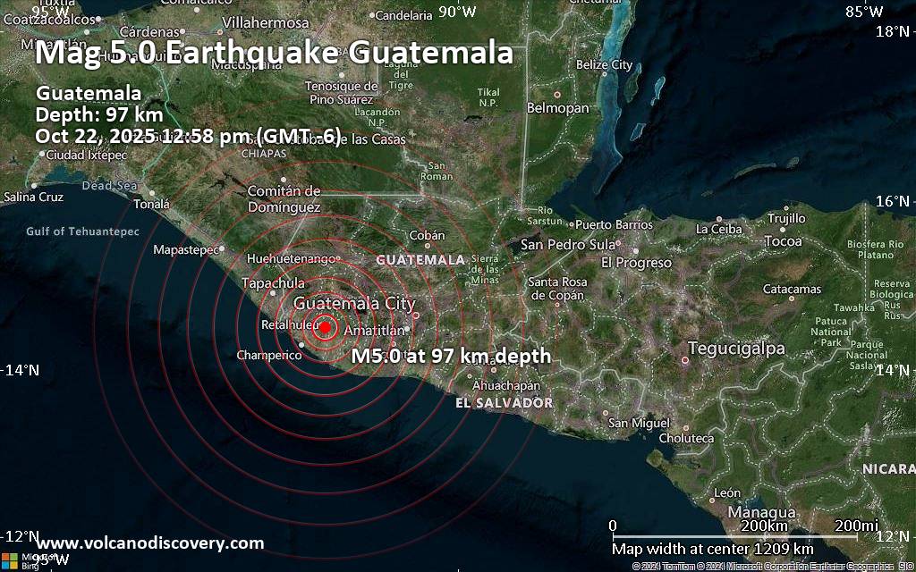 Magnitude 5.0 earthquake strikes near Retalhuleu, Municipio de Retalhuleu, Departamento de Retalhuleu, Guatemala