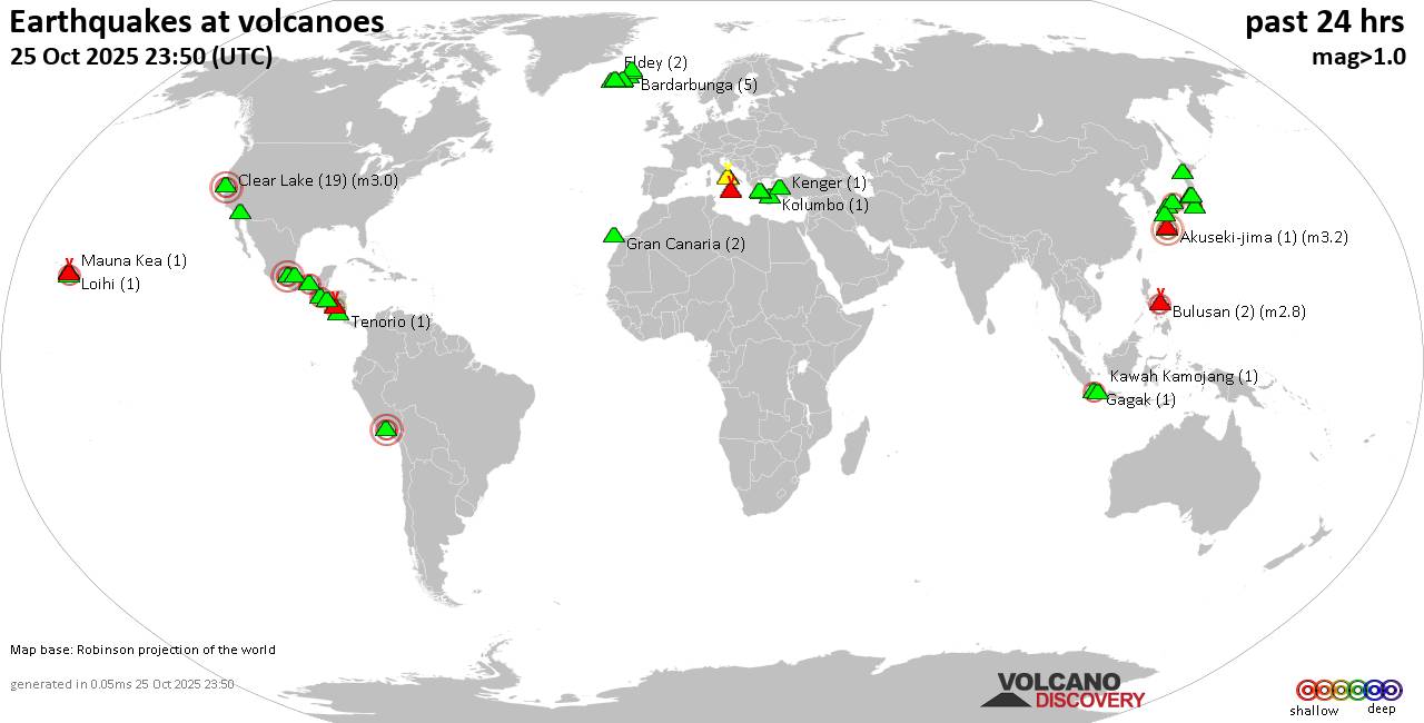 Volcano earthquake report for Saturday, 25 Oct 2025