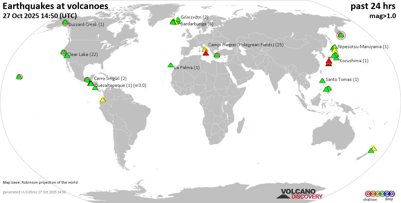 Volcano earthquake report for Monday, 27 Oct 2025