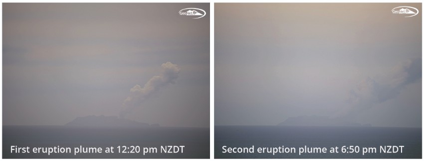 Small explosions from White Island volcano yesterday (image: Geonet New Zealand)