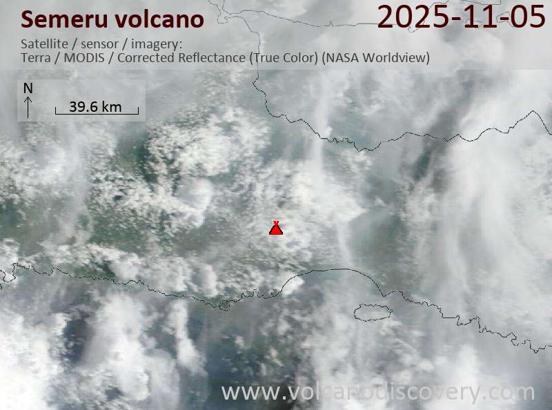 Satellitenbild des Semeru Vulkans am  5 Nov 2025