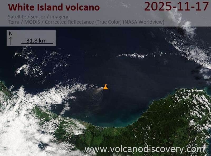 White Island Volcano Volcanic Ash Advisory: ERUPTION AT 20251116/2153Z CONTINUOUS LOW LEVEL ERUPTION to 4000 ft (1200 m)