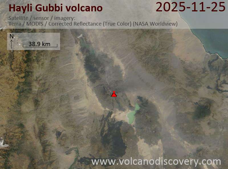 Hayli Gubbi Volcano Volcanic Ash Advisory: VA CONTINUOUSLY OBS IN SATELLITE IMAGERY OBS VA DTG: 25/1430Z to 30000 ft (9100 m)