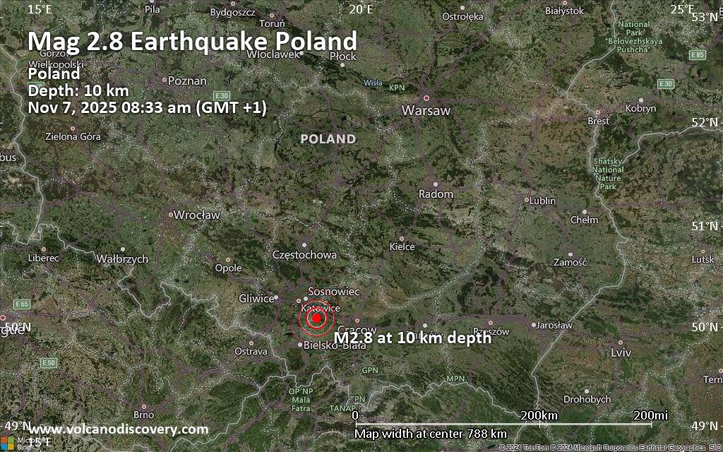 Small 2.8 quake hits near Chrzanow, Chrzanów County, Lesser Poland Voivodeship, Poland