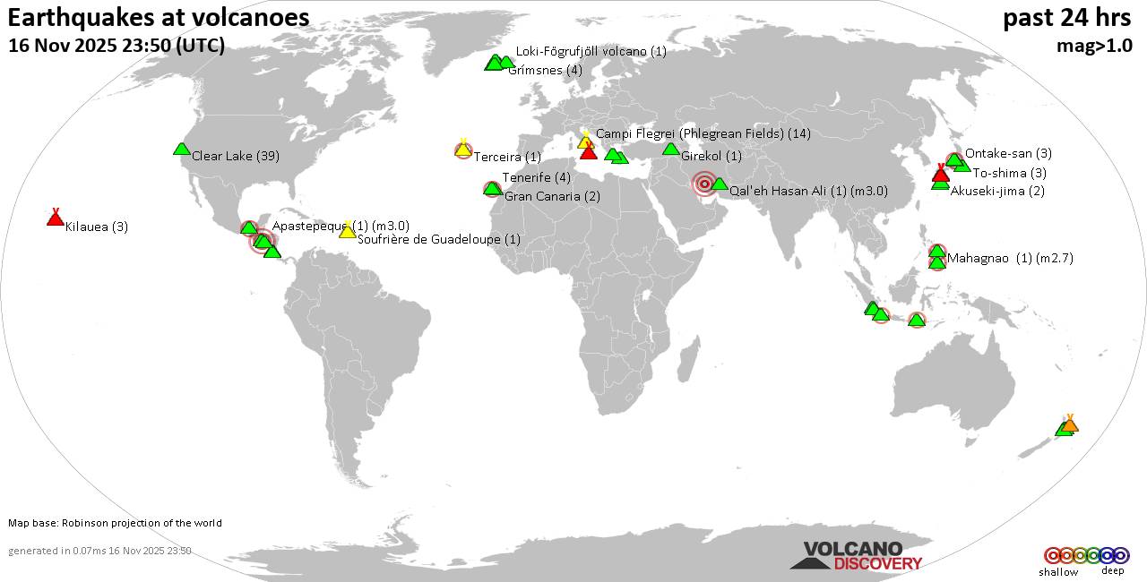 Volcano earthquake report for Sunday, 16 Nov 2025
