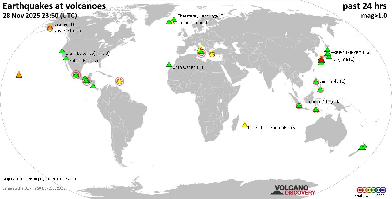 Volcano earthquake report for Friday, 28 Nov 2025