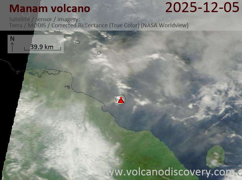 Manam Volcano Volcanic Ash Advisory: VA TO FL080 OBS AT 05/0030Z MOV SW. to 8000 ft (2400 m)