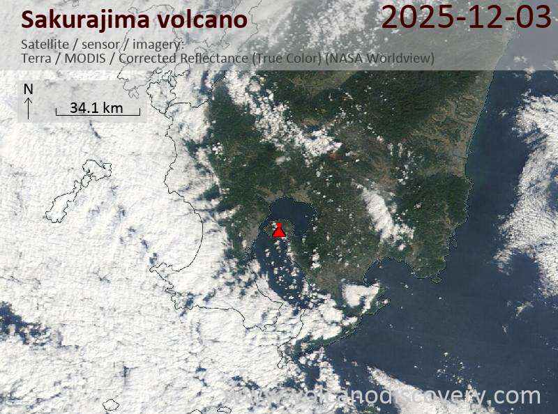 Sakurajima Volcano Volcanic Ash Advisory: ERUPTED AT 20251203/2342Z FL060 EXTD SE OBS VA DTG: 04/0010Z to 6000 ft (1800 m)