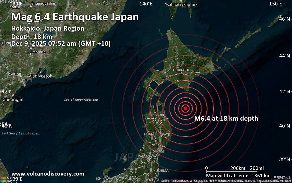 Significant 6.4 quake hits near Hachinohe, Hachinohe Shi, Aomori, Japan