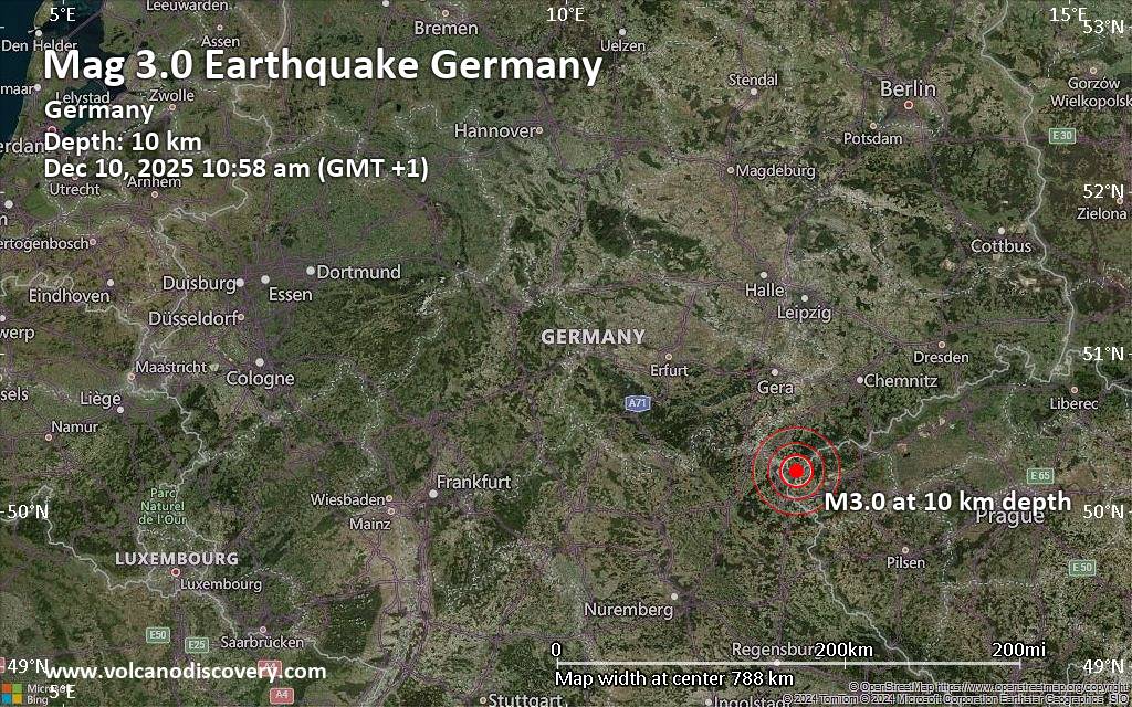 Small 3.0 quake hits near Plauen, Saxony, Germany