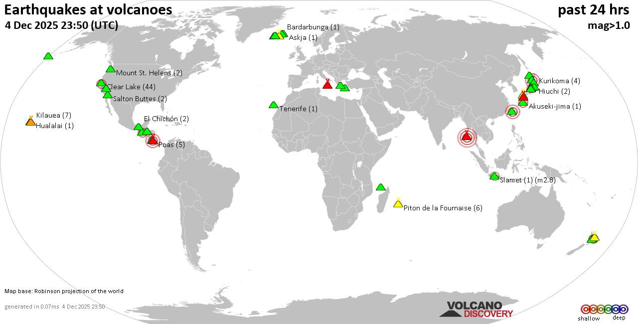 Volcano earthquake report for Thursday,  4 Dec 2025