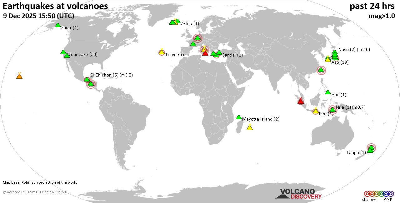 Volcano earthquake report for Tuesday, 9 Dec 2025