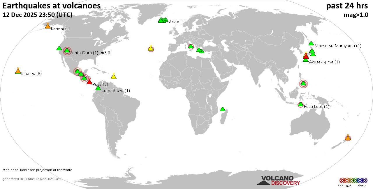 Volcano earthquake report for Friday, 12 Dec 2025