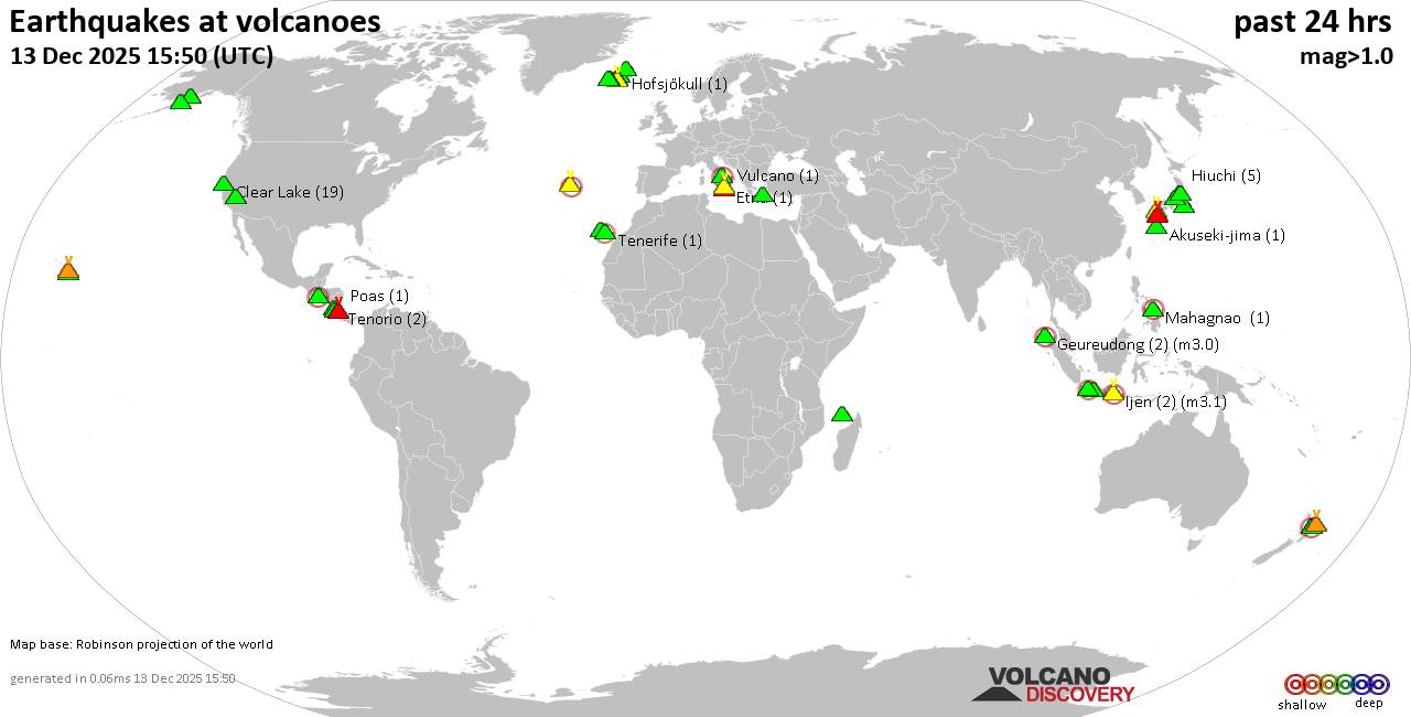 Volcano earthquake report for Saturday, 13 Dec 2025