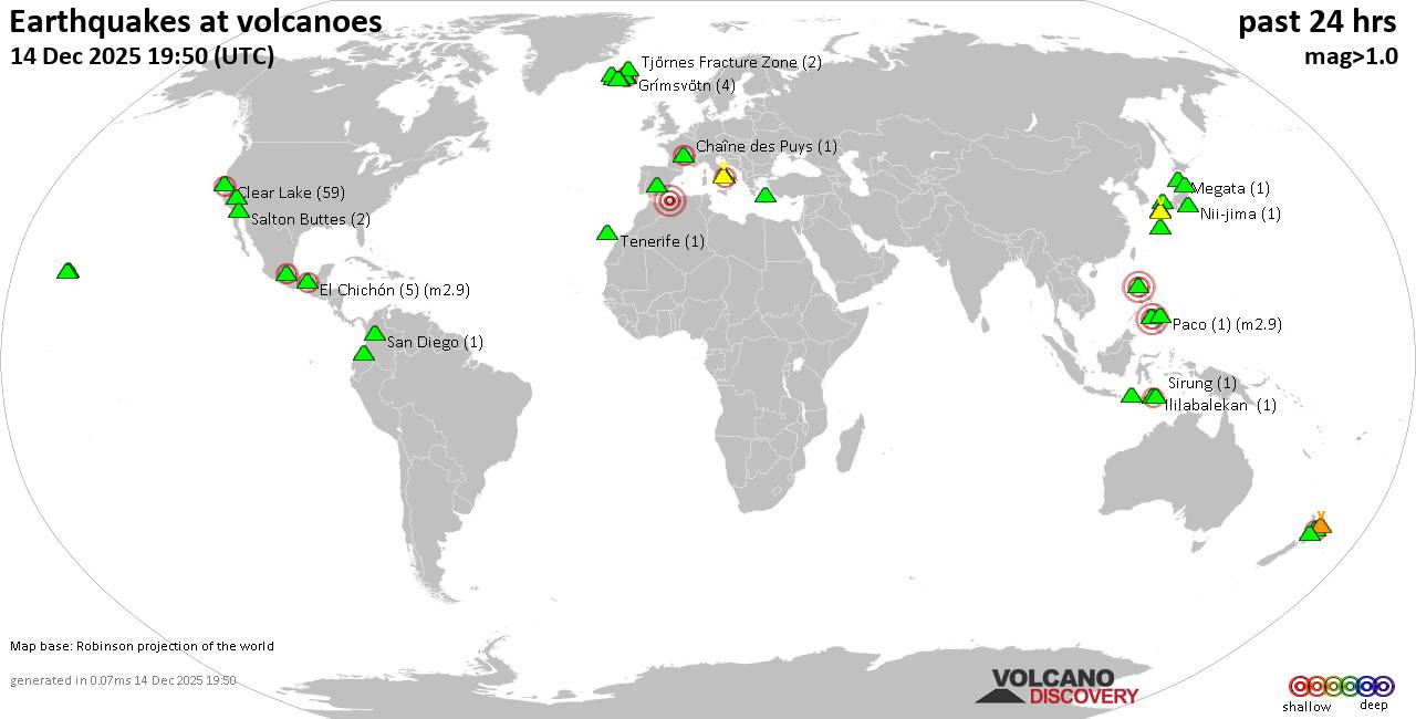 Volcano earthquake report for Sunday, 14 Dec 2025