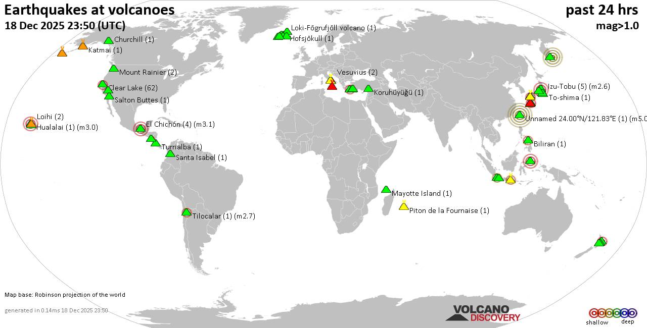 Volcano earthquake report for Thursday, 18 Dec 2025