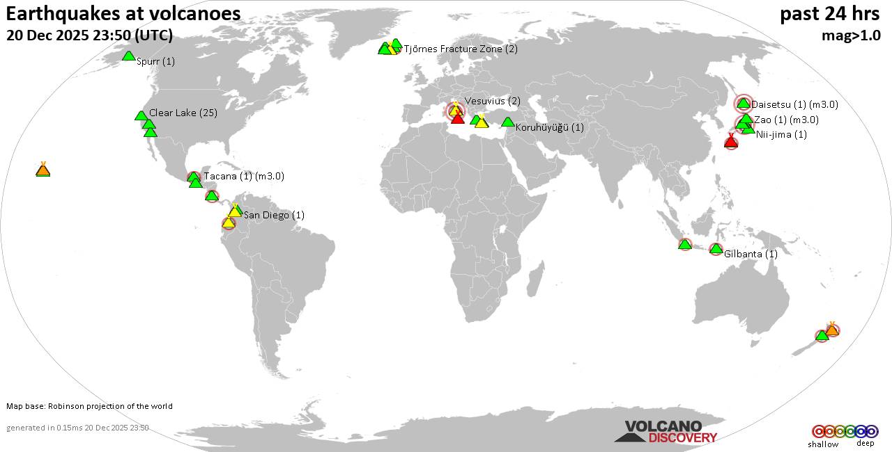 Volcano earthquake report for Saturday, 20 Dec 2025
