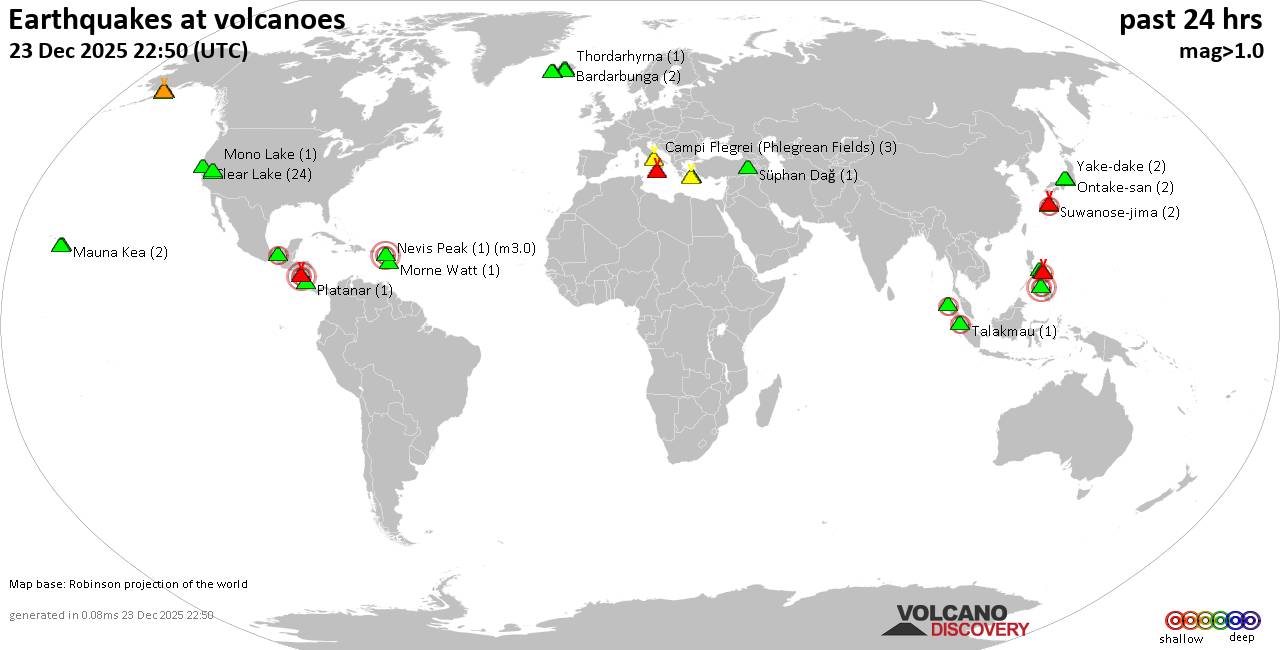 Volcano earthquake report for Tuesday, 23 Dec 2025