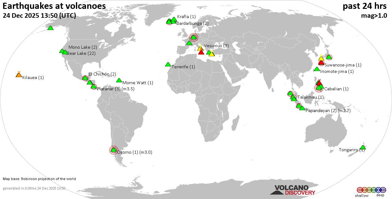 Volcano earthquake report for Wednesday, 24 Dec 2025