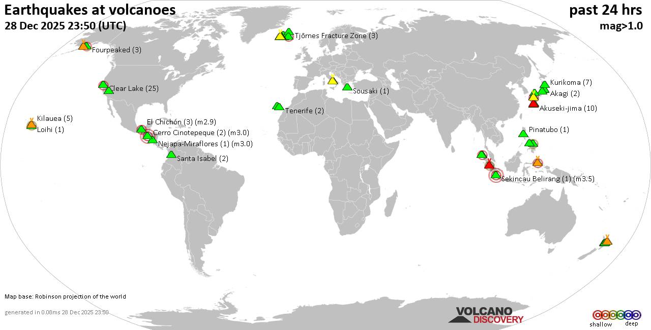 Volcano earthquake report for Sunday, 28 Dec 2025