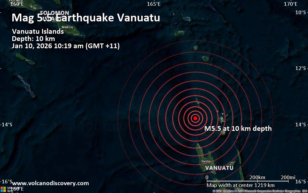 Significant 5.5 quake hits near Sola, Torba Province, Vanuatu