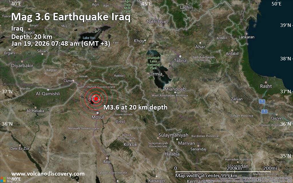 Small 3.6 quake hits near Duhok, Duhok District, Iraq