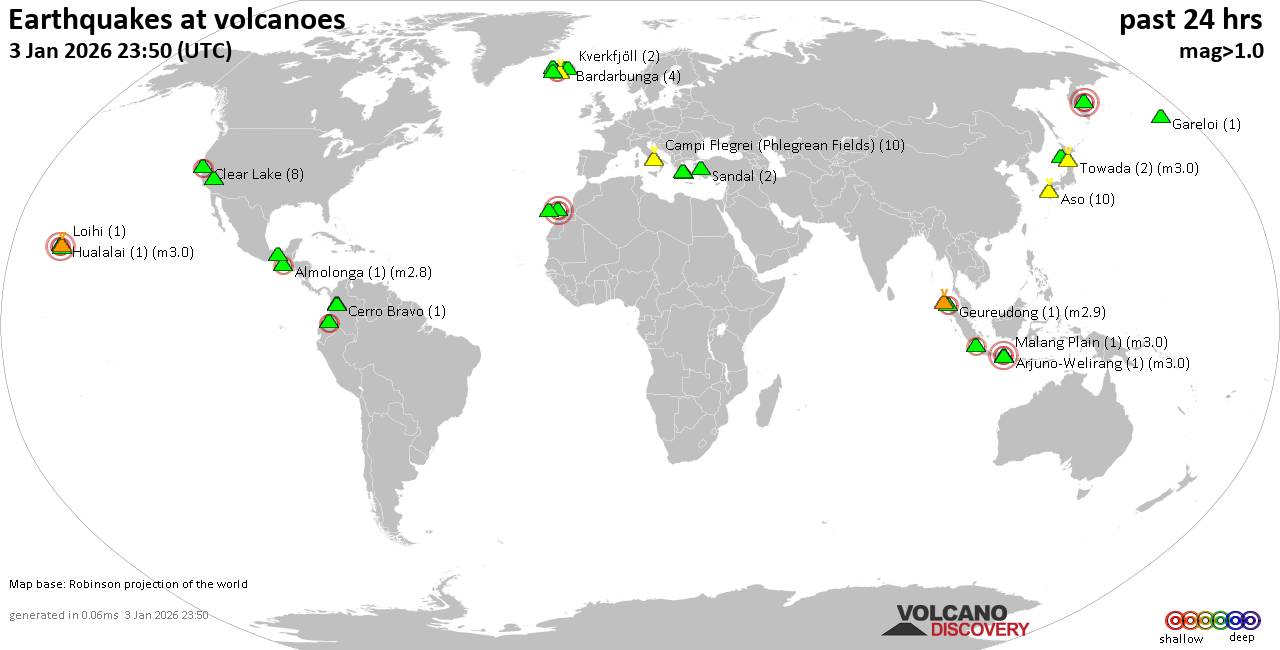 Volcano earthquake report for Saturday,  3 Jan 2026
