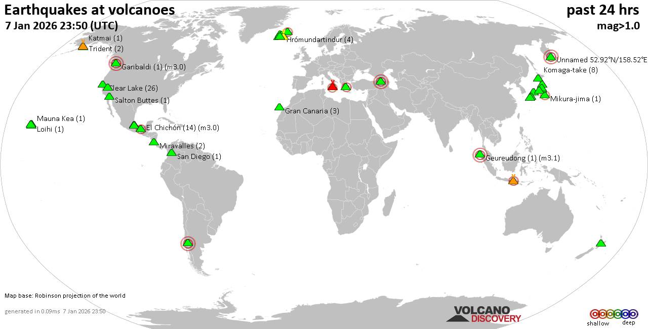 Volcano earthquake report for Wednesday, 7 Jan 2026