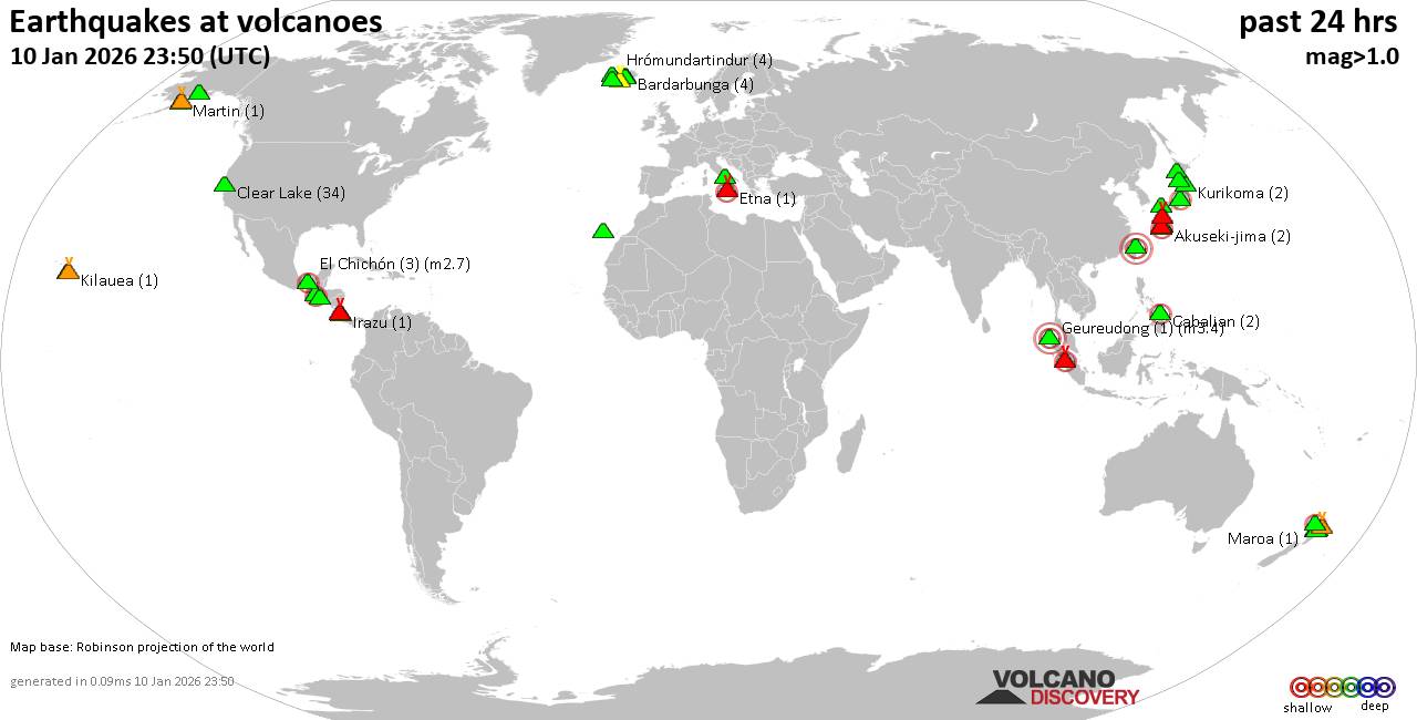 Volcano earthquake report for Saturday, 10 Jan 2026