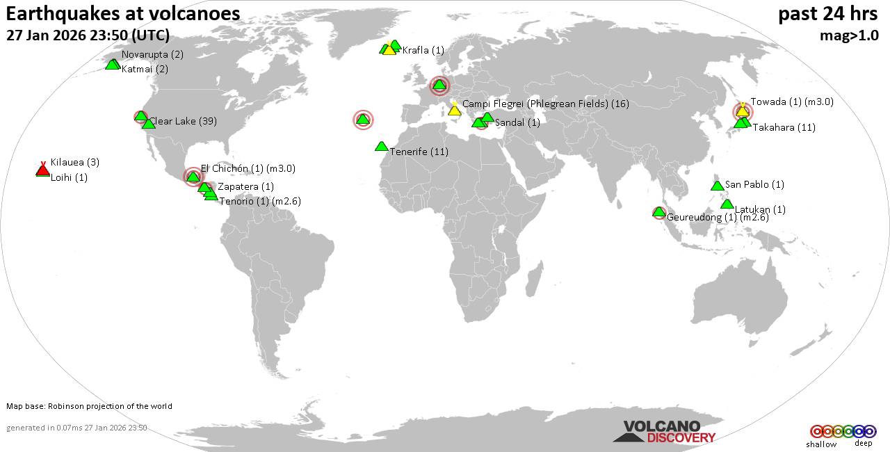 Volcano and Earthquake Update for Tuesday, January 27, 2026